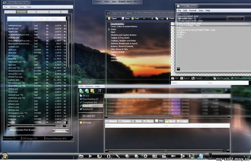 InVitro Full Glass_ набор трансформации интерфейса Windows 7 с полной поддержкой прозрачности.